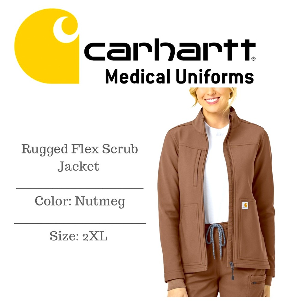 Carhartt Rugged Flex Peak Fleece Bonded Scrub Jacket, Color Nutmeg, Size 2XL